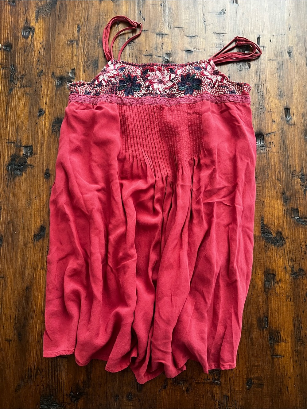 American Eagle Outfitters Red Embroidered Camisole Slip Dress